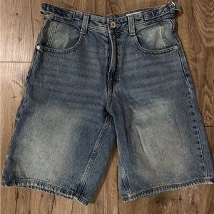 Bershka Light Blue Washed Denim Jean Shorts
